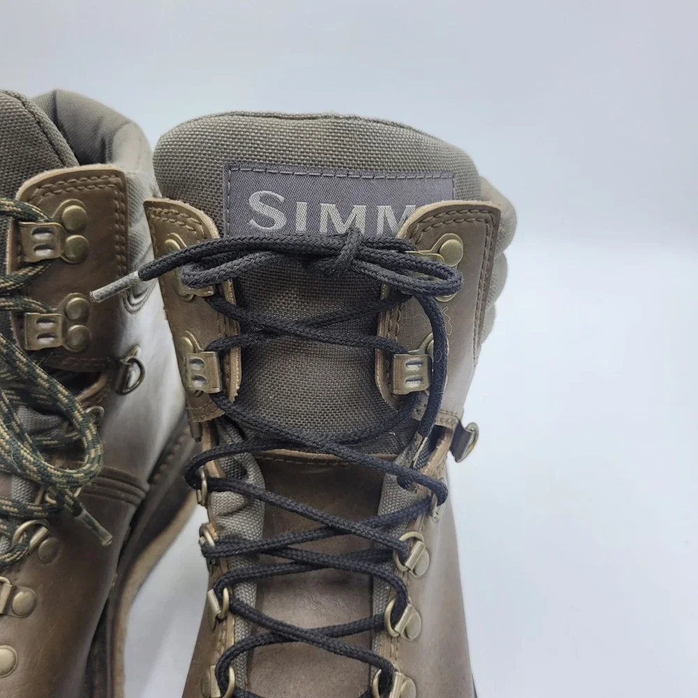 Simms Mens Leather Wading Boots Brown Felt Sole‎ Fly Fishing Size 8 Gorpcore